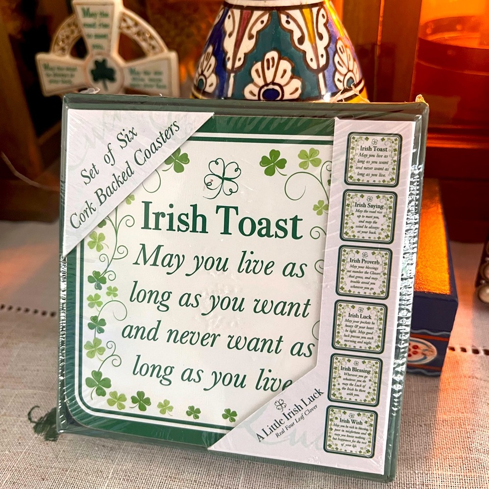 Irish Inspirational Quote Drink Coasters 6 New corkbacked coasters